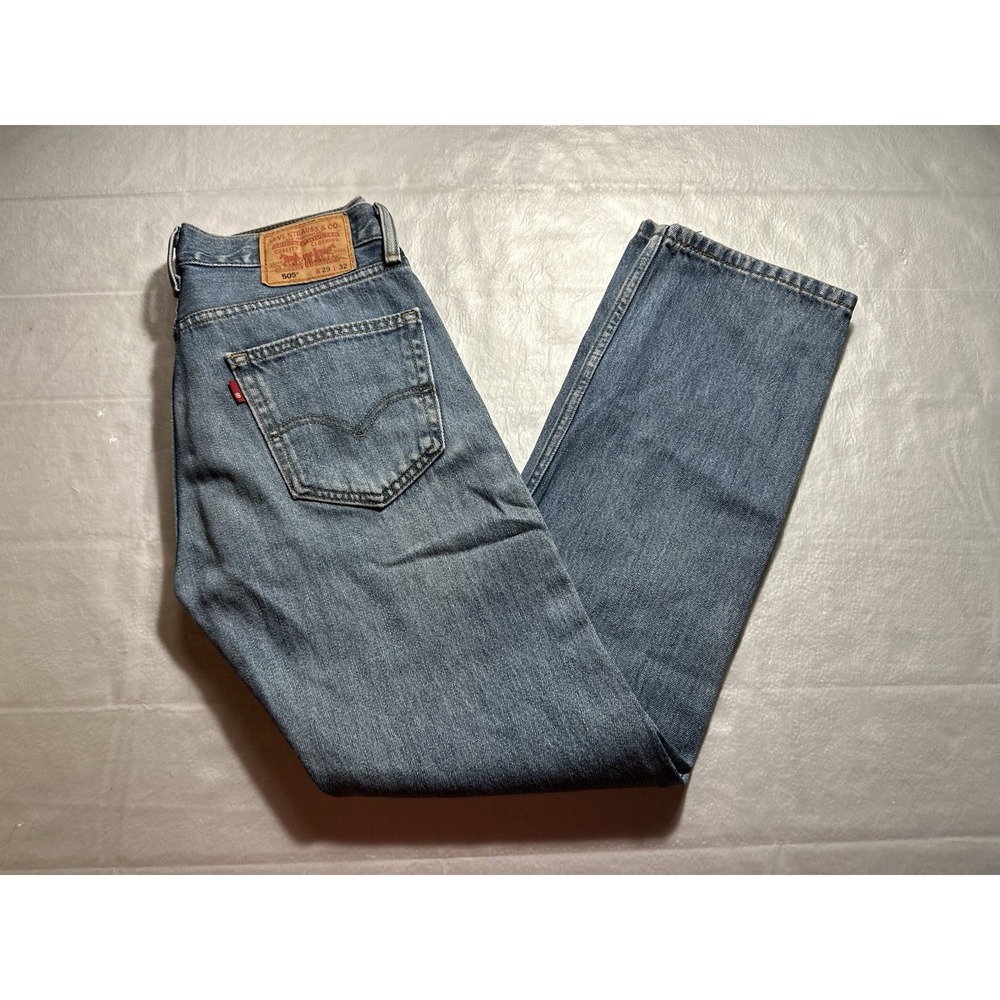 Levi's 505 Jeans Mens 29x32 Blue Denim Regular Fit Straight Leg Light Wash